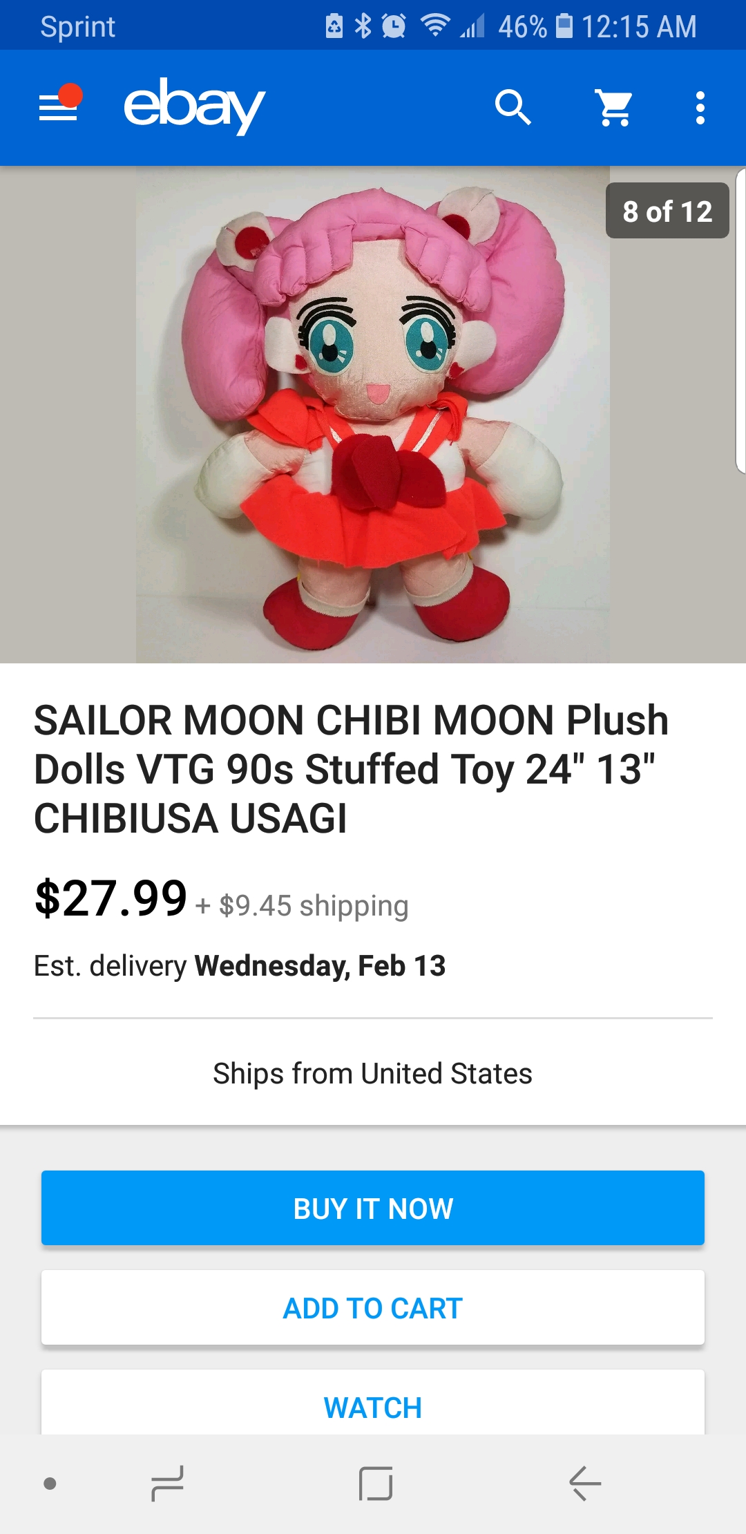 REAL NEW  GE-52702 Sailor Moon R 9" Usagi Small Lady Serenity Plush Doll
