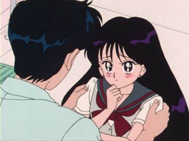Rei blushes while looking at Mamoru | Sailor Moon News